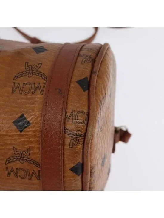 Authentic MCM Logogram Vicetos Shoulder Bag PVC Leather Brown - Picture 8 of 16